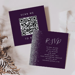 Tarjeta De Recepción Código QR del Boda de Plata Púrpura de Presupuesto