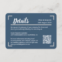 Código QR del Boda de script manuscrito azul senci