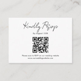 Tarjeta De Recepción Código QR del Boda de script minimalista Rsvp