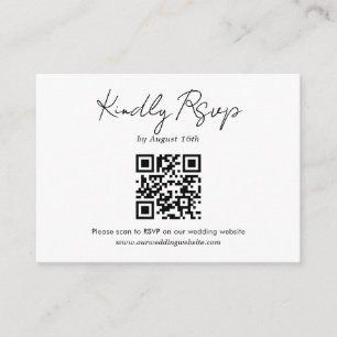 Tarjeta De Recepción Código QR del Boda de script minimalista Rsvp