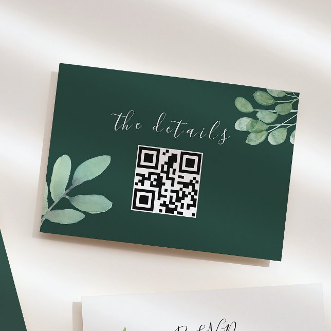 Tarjeta De Recepción Código QR del Boda de verde esmeralda (Subido por el creador)