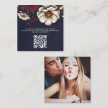 Código QR del Boda floral azul marino y borgoñés
