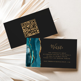 Tarjeta De Recepción Código QR del Boda oscuro de la Agata de Oro Verde