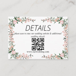 Tarjeta De Recepción Código QR del Boda Rubor Pink Bloom