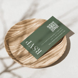 Tarjeta De Recepción Código QR del Boda verde pradera RSVP