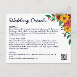 Tarjeta De Recepción Código QR del Boho Azul de la Marina de Oro