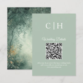 Tarjeta De Recepción Código QR del bosque encantado para boda