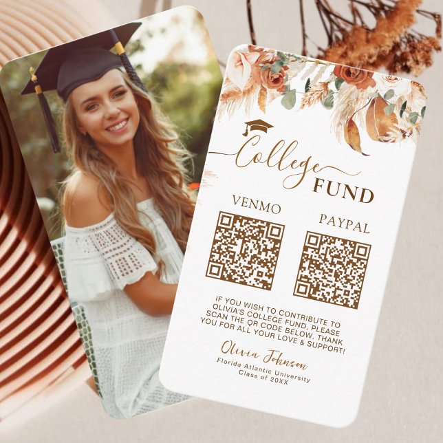 Tarjeta De Recepción Código QR del fondo de doble graduación universita (Subido por el creador)