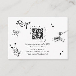 Tarjeta De Recepción Código QR del guión del Boda de guiones de dibujos