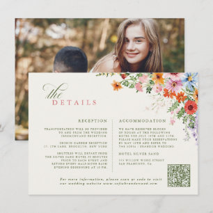 Tarjeta De Recepción Código QR del jardín de pradera primaveral de flor