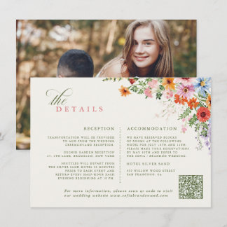 Tarjeta De Recepción Código QR del jardín de pradera primaveral de flor