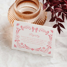 Tarjeta De Recepción Código QR del Registro Baby Shower del Papel Rosa