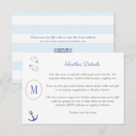 Tarjeta De Recepción Código QR del registro de baby shower con monogram