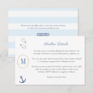 Tarjeta De Recepción Código QR del registro de baby shower con monogram