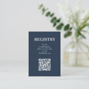 Tarjeta De Recepción Código QR del Registro de Boda Azul Marítimo Chic