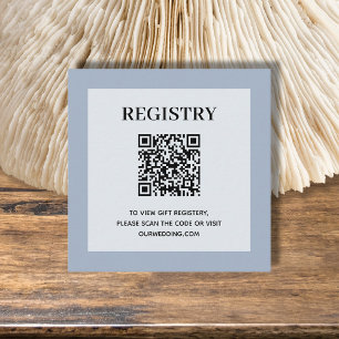 Tarjeta De Recepción Código QR del registro de boda azul polvoriento