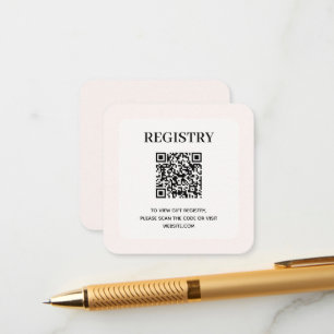 Tarjeta De Recepción Código QR del Registro de Boda Chic Blush Pink