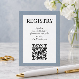 Tarjeta De Recepción Código QR del Registro de Boda Chic Dusty Blue