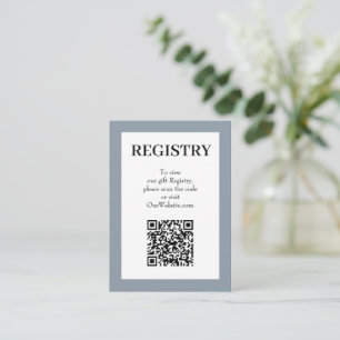 Tarjeta De Recepción Código QR del Registro de Boda Chic Dusty Blue