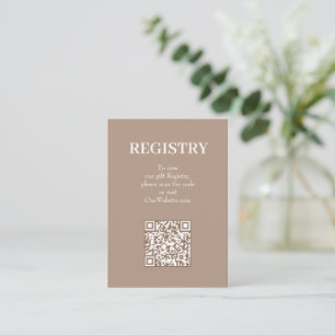 Tarjeta De Recepción Código QR del registro de boda Chic Tan