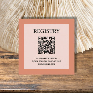 Tarjeta De Recepción Código QR del Registro de Boda Coral