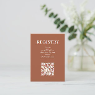 Tarjeta De Recepción Código QR del registro de boda de terracota chic