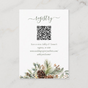 Tarjeta De Recepción Código QR del Registro de Boda de Vegetación Inver