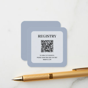 Tarjeta De Recepción Código QR del Registro de Boda Dusty Blue