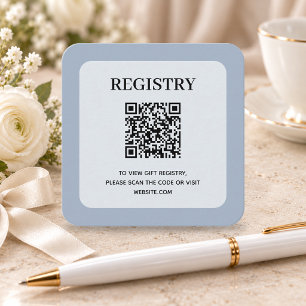 Tarjeta De Recepción Código QR del Registro de Boda Dusty Blue