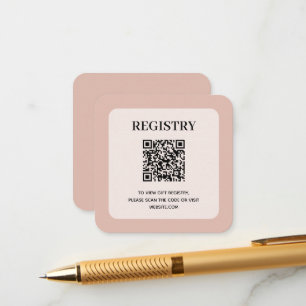 Tarjeta De Recepción Código QR del Registro de Boda Dusty Pink