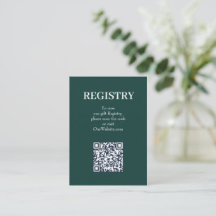 Tarjeta De Recepción Código QR del Registro de Boda Esmeralda Chic