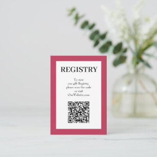 Tarjeta De Recepción Código QR del Registro de Boda Magenta