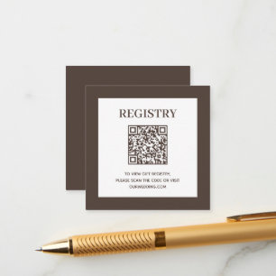 Tarjeta De Recepción Código QR del Registro de Boda Marrón