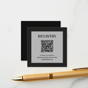 Tarjeta De Recepción Código QR del Registro de Boda Negro