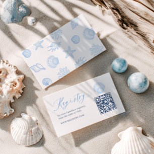 Tarjeta De Recepción código QR del registro de boda Seashell
