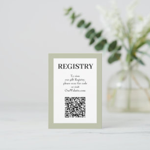 Tarjeta De Recepción Código QR del Registro de Boda Verde Chic Sage