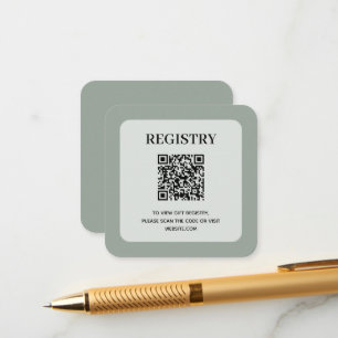 Tarjeta De Recepción Código QR del Registro de Boda Verde Salvia