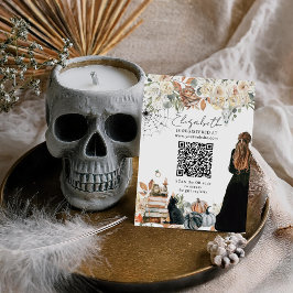 Tarjeta De Recepción Código QR del registro de la ducha nupcial con tem