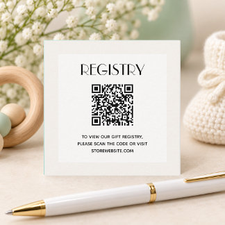 Tarjeta De Recepción Código QR del registro de la fiesta de bebé neutra