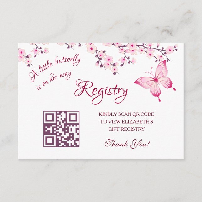 Tarjeta De Recepción Código QR del Registro de Regalos | Baby Shower de (Anverso)