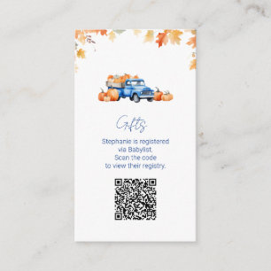 Tarjeta De Recepción Código QR del registro de regalos Camión azul cala