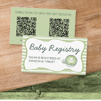 Tarjeta De Recepción Código Qr del Registro de Regalos para Baby Shower