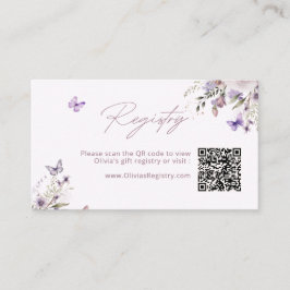 Tarjeta De Recepción Código QR del Registro Floral de Mariposa Púrpura