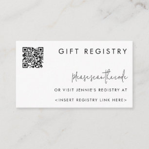 Tarjeta De Recepción Código QR del Registro Minimalista en Blanco y Neg