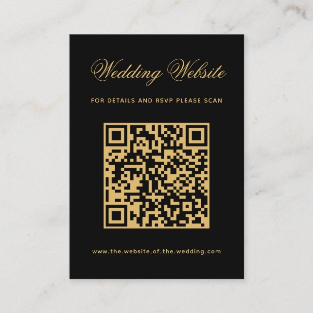 Tarjeta De Recepción Código QR del sitio web de boda Black & Gold Simpl (Anverso)