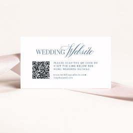 Tarjeta De Recepción Código QR del sitio web de boda blanco de lujo y a