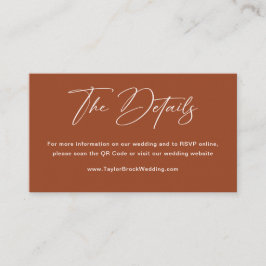 Tarjeta De Recepción Código Qr del Sitio Web de Boda Boho de Terracota