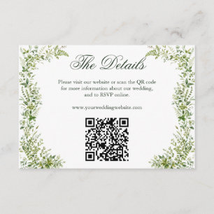 Tarjeta De Recepción Código QR del sitio web de boda botánico Elegant G