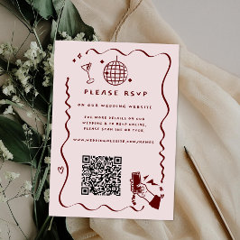 Tarjeta De Recepción Código QR del sitio web de boda caprichoso retro D