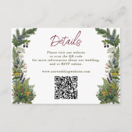 Tarjeta De Recepción Código QR del sitio web de boda de bosque arbolado